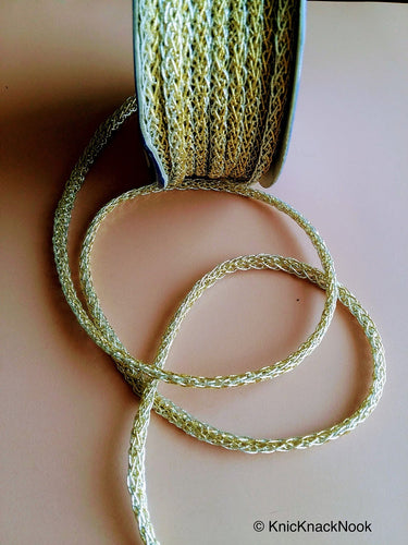 Thread Lace Trim In Gold / Silver / Silver - Gold , Approx. 5mm wide, Braided Gimp Trim